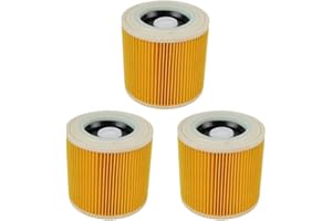 WSELTRIUM Lote de 3 filtros de cartucho, filtro de repuesto para aspiradora Karcher Premium WD2 WD3 MV3 WD3