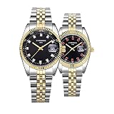 Armbanduhr Set, Gmore Analog Quarz mit Edelstahl Armband für Damen und Herren Quarz-Paar beobachten Unisex-mechanische Armbanduhr Paar Uhr (2er-Set) (CH2903)