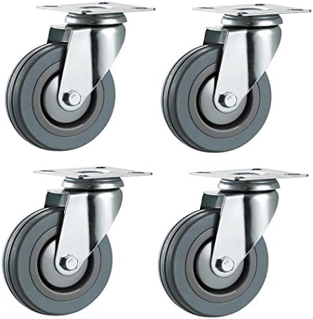75mm Non Marking Grey Hard Rubber Castors - Top Plate Fitting - Heavy Duty Casters Wheels by Bulldog Castors - Max 200Kg Per Set