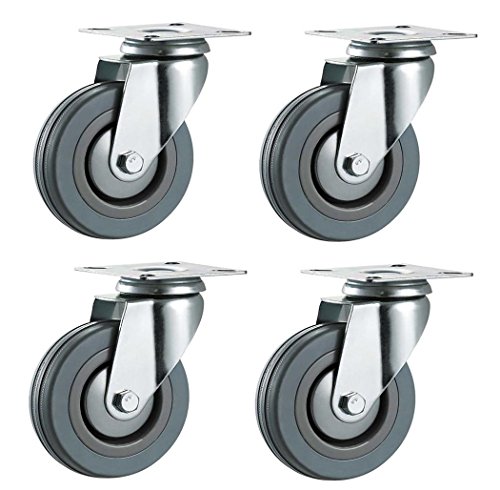 75mm Non Marking Grey Hard Rubber Castors - Top Plate Fitting - Heavy Duty Casters Wheels by Bulldog Castors - Max 200Kg Per Set