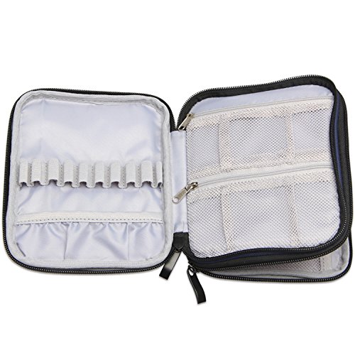Damero Nähset Tasche für Strick- und Häkelnadeln mit Reißschluss, Grau Punkt (kein Zubehör im Lieferumfang enthalten),Blaue Punkte – Neue Version - 3