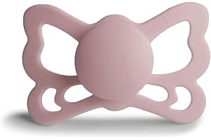 FRIGG Butterfly Pacifier 6-18 Months | Soothing Comfort Pacifiers with Anatomical Design, 1 Pack Silicone Soothers with Click-Lock System | Food Safe with Timeless Elegance — Blush