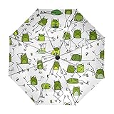 alaza Doodle Divertido de la Rana Paraguas de Apertura automática Cerca de Protección UV a...