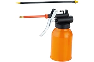 Junchi Pistolen-Handpumpe, Öler Kanister mit L3 gerader und L4 flexiblem Auslauf, 284 ml, Ölkannenpumpe (Orange)