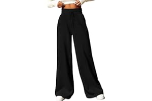 HSUAYEUD Women's Wide Leg Sweatpants 2024 High Waisted Baggy Ausgestellte Hose Kordelzug Athletische Jogger Elastische Erhöhte aktive Hose