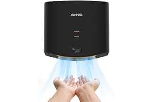 AIKE Händetrockner 10 Sekunden Trocknen Energiesparend Kommerziell Elektrischer Händetrockner Automatisch für Küche Badezimmer Toilette AK2630S 220V 1400W Schwarz