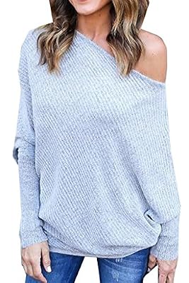 AHOOME Femme Sweater T-Shirt Col Bateau Sexy Shirt Pull Manche Longue Chandail Top Tricot Casual Automne- Hiver 2017