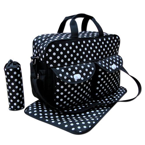 Black 3pcs Baby Diaper Nappy Changing Bag Set E:Polka Dot