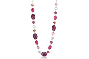 FULU AUTUMN Long Collier de Perles en Pierre pour Femmes Collier de Chaîne en Argent avec Cristaux de Coquillage Bijoux de Mode Cadeau Noël pour Maman