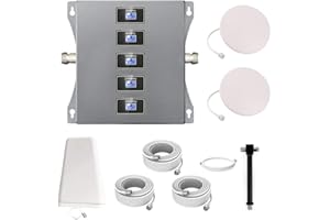 KKBSTR Amplificador Señal Movil 5 Bandas 800/900/1800/2100/2600MHz, Repetidor Señal Movil 2G 3G 4G, Dos Antenas Interiores