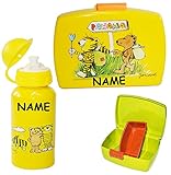 2 tlg. Set: Brotdose + Trinkflasche - " Janosch / Tigerente - Tiger & Bär " Brotbüchse / Lunchbox Küche Essen für Jungen & Mädchen - Frosch Kastenfrosch - Tiere Zootier Kinder Vesperdose - Pausenbrot Fahrradflasche