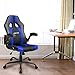 Produktbild Merax Bürostuhl Chefsessel Schreibtischstuhl Gaming Stuhl Sportsitz Drehstuhl Racing Stuhl Computerstuhl PU Kunstleder, Armlehnen einstellbar, 106-116cm, schwarz/blau