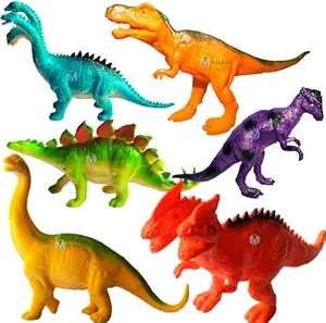 Mallexo Unique Dinosaur Figure Toys, 6 Pack Large Size Plastic Dinosaur Set for Kids and Education Multi-Color Dino Toys for Boys ( Dinosaur Animal Action Figure )