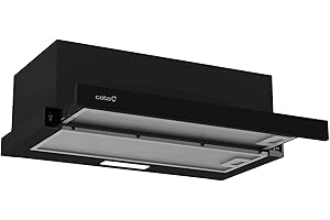 CATA Campana Extractora TFB-5160 BK Panel de Control Mecánico 2 Niveles de Extracción Motor Extra Silencioso Iluminación LED Fácil Instalación Ancho 59.5 cm Mínimo Consumo 65W Acabado Cristal Negro