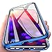 Produktbild Yichxu Huawei P30 Lite Hülle Magnet, Magnetische Adsorption Handyhülle für Huawei P30 Lite, Einteiliges 360 Grad Gehärtetes Glas Schutzhülle Ultra Dünn Panzerglas Durchsichtige Case Cover, Blau