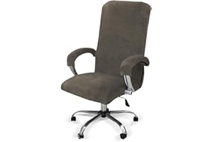 LIFEDX Funda de Sillas de Oficina Elástica con Reposabrazos,Felpa de Terciopelo,Modernas Cubiertas de la Silla de la Computadora Antipolvo de Oficina Silla Removible,No Incluye Sillas -Light Grey||XL