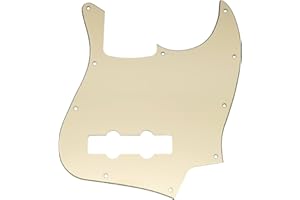 Musiclily 10 Hole J Bass Pickguard for Fender American/Mexican Made Standard Jazz Bass, 3Ply Cream