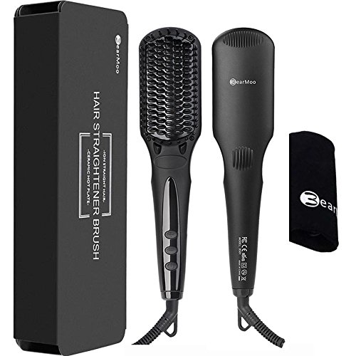 Cepillo de pelo alisado de Peine Plancha de pelo peine cepillo-cepillo de pelo de cerámica plancha, bearmoo Ionic climatizada-MCH calentamiento rápido-Niza paquete de regalo para Ladies