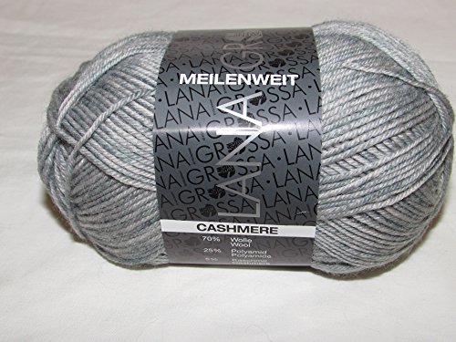 LANA GROSSA Meilenweit 50g Cashmere, 2 - Graugrün/Weiß