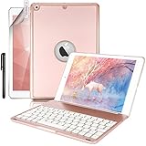 iPad 9.7 2017 Keyboard Case, Boriyuan Folio Ultra Slim Smart Shell Stand Cover with Backlit Wireless Bluetooth Keyboard for Apple iPad 2017 Tablet, Rose Gold