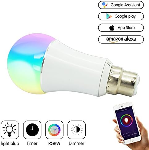 Smart Bulb, Bakros Color Changing Led Light Bulb [B22 bayonet 6W] 40Watts Equivalent. Mood Light Bulbs that Compatible with Alexa/Google Home [Dimmable] [Remote Control] [No HUB]. (1 Pack)