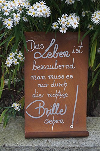 Edelrost Tafel Das Leben ist bezaubernd… Spruchtafel Handarbeit Wandschmuck Garten Schild Dekoration - 3
