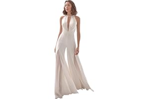 Odizli Combinaison élégante pour femme, dos nu, col en V, pour mariage, demoiselle d'honneur, fête