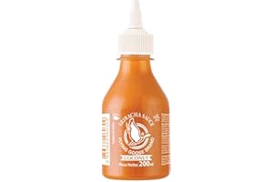 ‎FLYING GOOSE FLYING GOOSE Sriracha Chilisauce, mit Kokosnuss, scharf, weiße Kappe, scharfe Würzsauce aus Thailand, 1 x 200 ml
