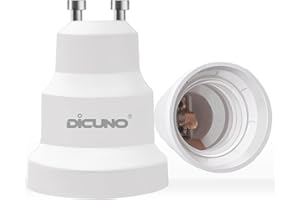 DiCUNO Adattatore da GU10 a E27, convertitore da GU10 a E27 per lampade LED/incandescenti/alogene/CFL, 60W, 250V, resistenza termica massima 125℃°, 2 pezzi