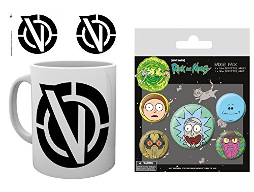 Set: Rick Y Morty, Los Vindicadores Taza Foto (9x8 cm) Y 1 Rick Y Mort