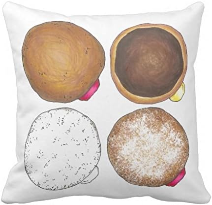 Home Decorative Square Pillow Case Cushion Cover 18X18 Inches Jelly Powdered Boston Cream Donut Doughnut