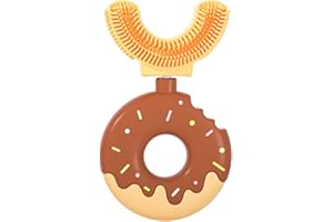 JAWSEU Spazzolino da Denti a Forma di U per Bambini, Spazzolino Bambini in Silicone, per bambini morbidi per pulizia a 360°, con Manico a Ciambella, Spazzolini Manuale per Neonato 2-12 Anni