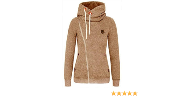 Wtus Damen Sweatjacke Mit Zipper Kapuze Cooler Damen Hoodie Schrager Reissverschluss Uni Farben Amazon De Bekleidung