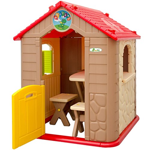 LittleTom childrens Playhouse incl 1 table 2 benches for boys and girls small plastic House for indoors and outdoors Brown Beige reviews LittleTom childrens Playhouse incl 1 table 2 benches for boys and girls small plastic House for indoors and outdoors Brown Beige
