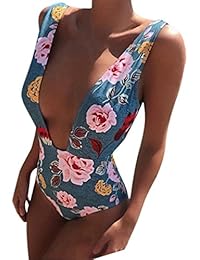 Bañadores Bikinis,Longra Bikini Push Up de Copa Completa/Ropa De Baño Bohemia/Traje De Baño Mujer/Swimwear de Bohemia/ Azul