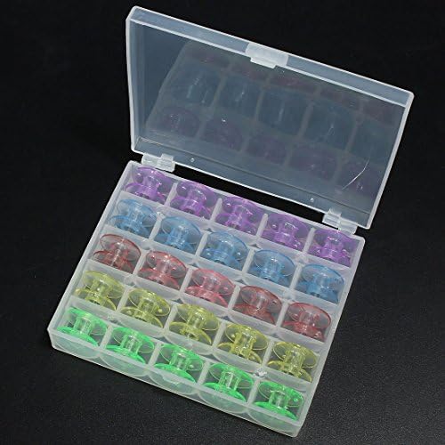 USport Colorful 25 Empty Bobbins Sewing Machine Spool With Storage Box Plastic Cases Storage