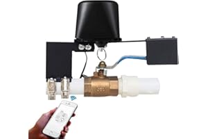 Chatthen Válvula de agua inteligente, control WiFi, válvula de cierre de agua, compatible con Alexa y Google, control automático de voz, control remoto por Bluetooth para cocina, jardín, granja