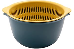 Youka Cestello di Scarico per Scolapasta da Cucina, Set di Ciotole per Scolapasta 2-in-1, Plastica PP Senza BPA Doppio Strato Staccabile per Lavare Verdure e Frutta
