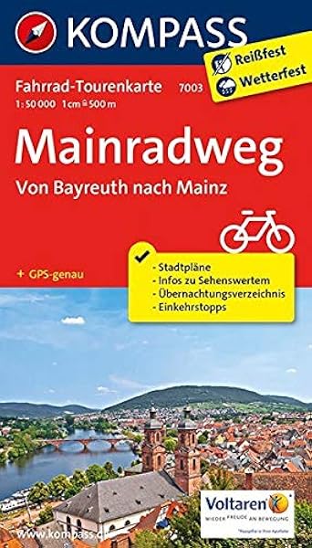 Mainradweg Von Bayreuth Nach Mainz 1 50 000 Fahrrad Tourenkarte Gps Genau 1 50000 Kompass Fahrrad Tourenkarten Band 7003 Amazon De Kompass Karten Gmbh Bucher