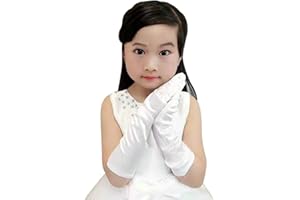 IBLUELOVER Gants Enfant Déguisement Mariage Gants Long Satin Fille Gant de Performance Scène Danse Jazz Gloves Accessoires Robe Costumes Cérémonie Soirée Opéra Fête Halloween Journée de l'enfance