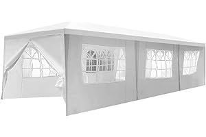 GLARRY 3x9M/3x6M/3x3M Tonnelle Tente Gazebo Pavillon de Jardin Tente de Réception，pour Fête/Mariage/BBQ (3X9M, 8 Bâches)