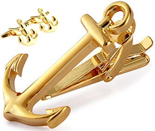 Mens Pesonalised Best man Father of the Bride Anchor cufflinks Cuff Links and Anchor Tie Pin Tie clip set