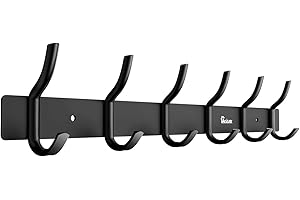 Anjuer Appendiabiti Appendiabiti 6 Ganci Abbigliamento Pesante Supporto per Cappelli Lega di Alluminio Nero