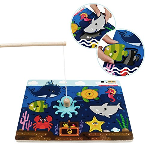 Wooden Magnetic Fishing Game Set Jigsaw Puzzles Board Ocean Fish Toy for Kids Children Age 3+ Wooden Magnetic Fishing Game Set Jigsaw Puzzles Board Ocean Fish Toy for Kids Children Age 3+