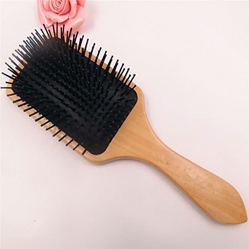 JYHYEU Keratin Oil Infused Natural Wooden Massage Hair paddle Brush, Beauty SPA Massager Massage Comb, Big Size Hair Detangler Brush ,Comb for All Hair Types Improve Hair Growth,Black Stainless Pins