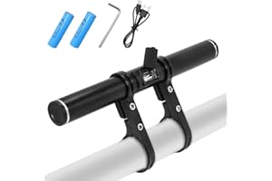 WASAGA przedłużacz kierownicy rowerowej z power bankiem, 20,5 cm, stop aluminium, uchwyt przedłużający na kierownicę rowerową z akumulatorem 4000 mAh, do trzymania świateł rowerowych, prędkościomierza lub uchwytu na telefon