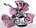 Chilly Kids iCaddy Pram & Pushchair (raincover, mosquito net, beverage tray, changing pad) 15 Pink & Leopard