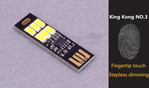 LAOMAO Ultra-thin 6LED USB Night Light Pocket Lamp Keychain Touch stepless dimming - 2