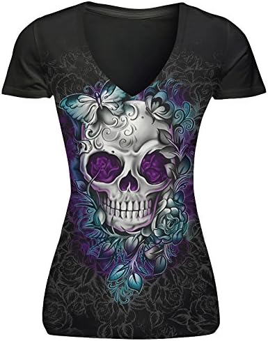 WINWINTOM Women Gothic Lace Punk Tank Tops Rose Skull Sleeveless Vest Top Summer Sexy Goth T-Shirt Tees - Girlie (Black 4#, XL)