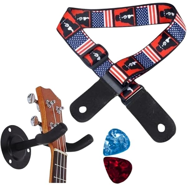 Rayzm Guitar Strap With Skull & Rose Pattern - 5cm Wide Cotton Strap With Pick Pocket, Adjustable 100-156cm For Acoustic/Electric/Bass